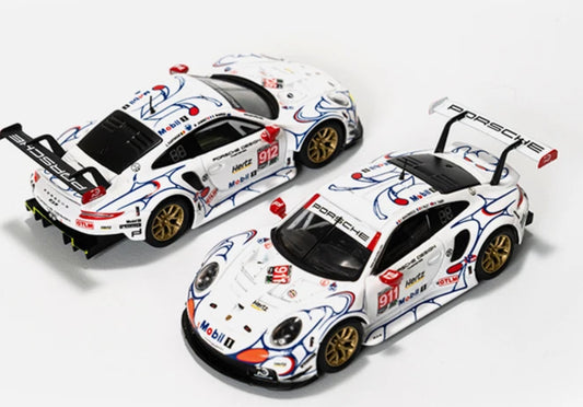Sparky 1/64 Porsche 911 RSR GT Team #911 & #912 Set Petit Le Mans 2018 2 Cars