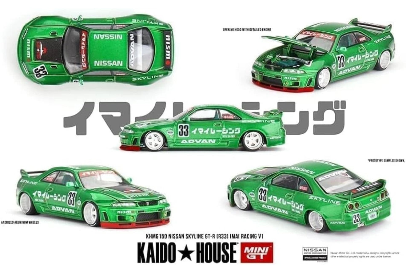 Mini GT x Kaido House 1:64 Nissan GT-R (R33) Imai Racing V1 Green KHMG150