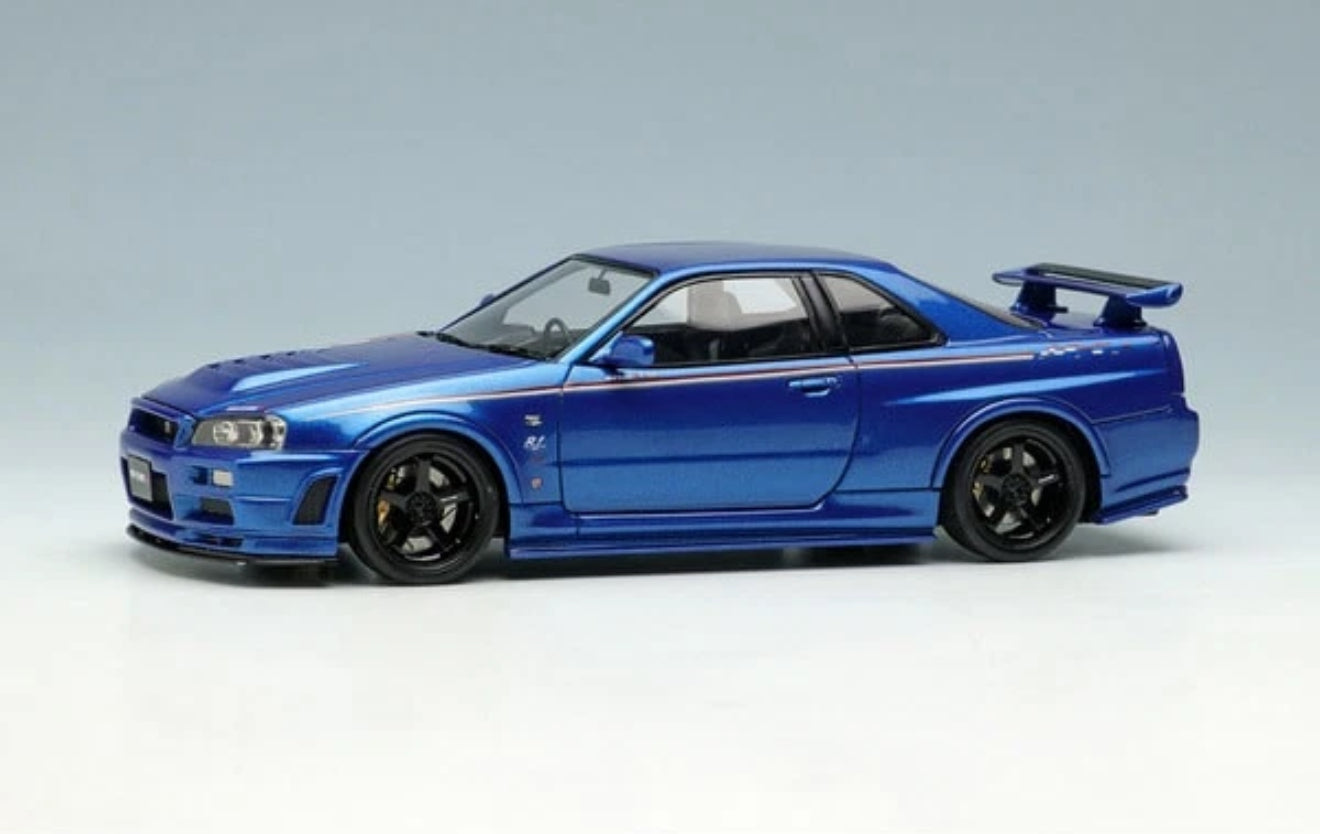 1/43 MakeUp Co. Nissan Skyline GT-R BNR34 Nismo R-Tune Bayside Blue Resin Model EM436B