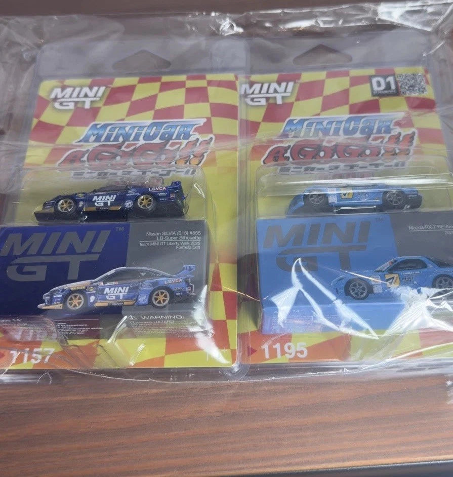 1:64 MINIGT MiniCar GoGo 2026 Nissan Silvia S15 & Mazda Rx7 RE Amemiya