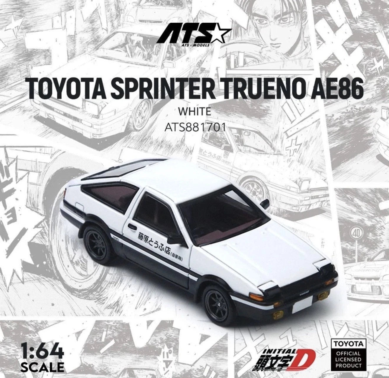 ATS MODELS 1:64 Toyota Trueno AE86 Initial D Fujiwara Tofu Car
