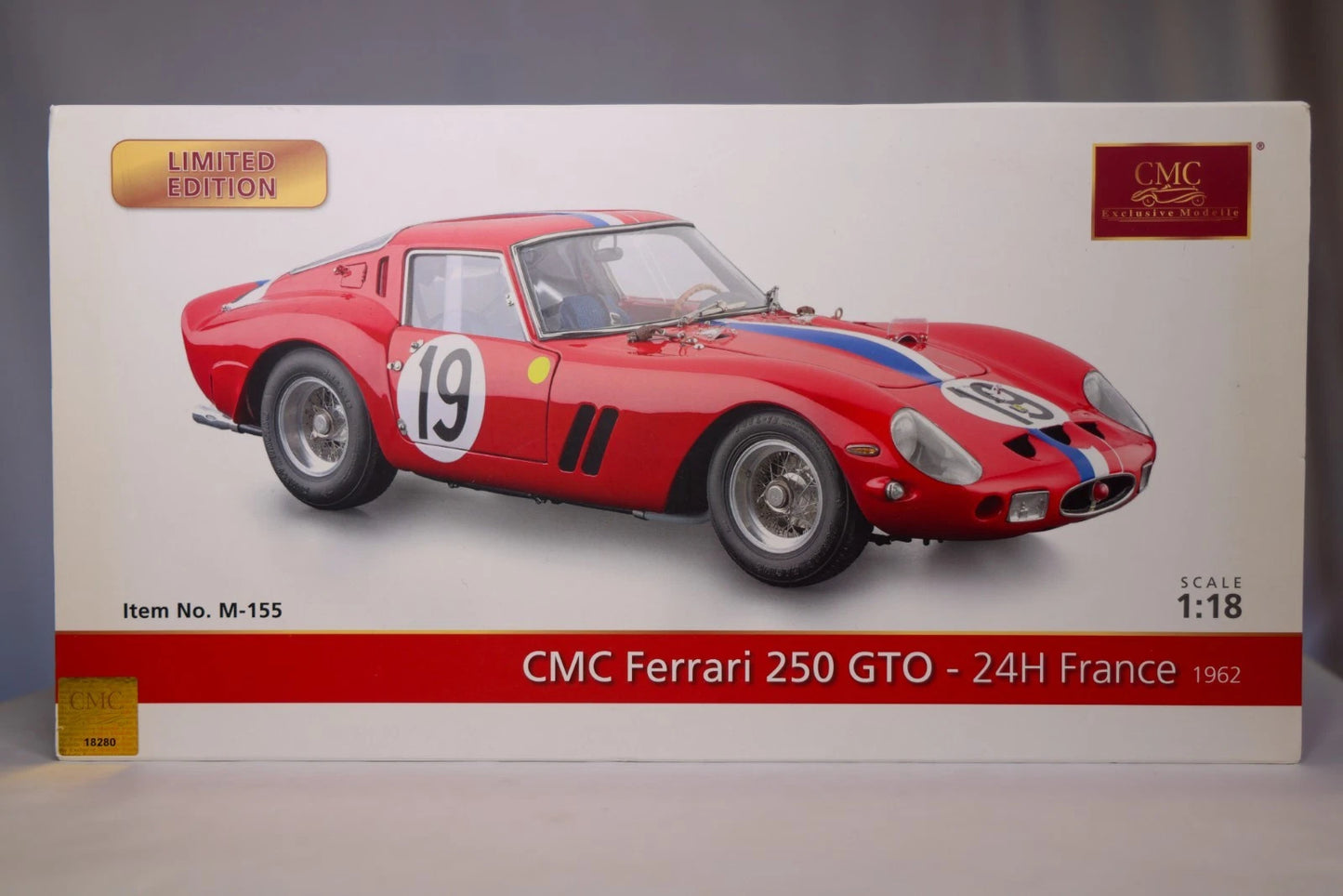 CMC 1:18 Ferrari 250 GTO – 24 Hours of France 1962 #19 – (Noblet / Guichet)