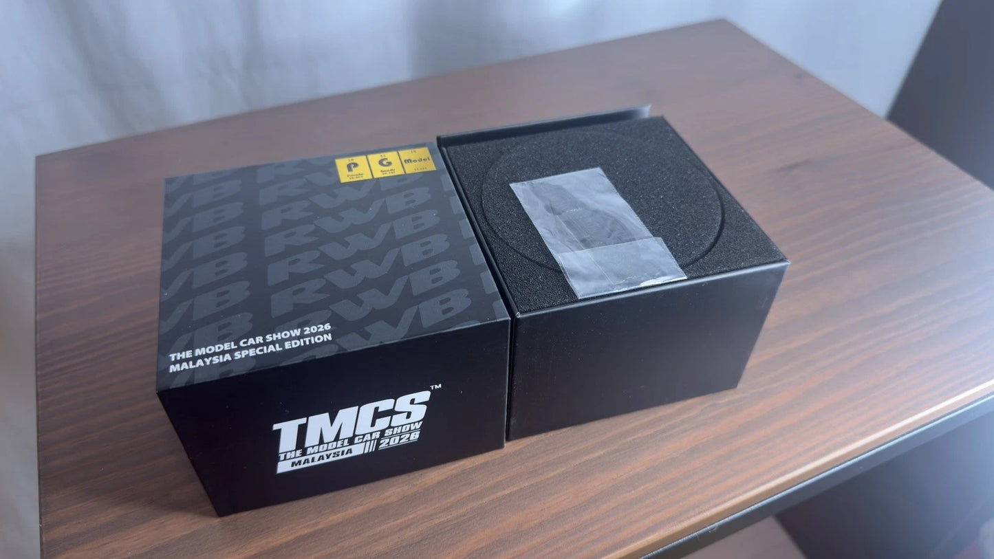PGM 1/64 Porsche RWB 964 Matte Black TMCS 2026 Full Open Model Car