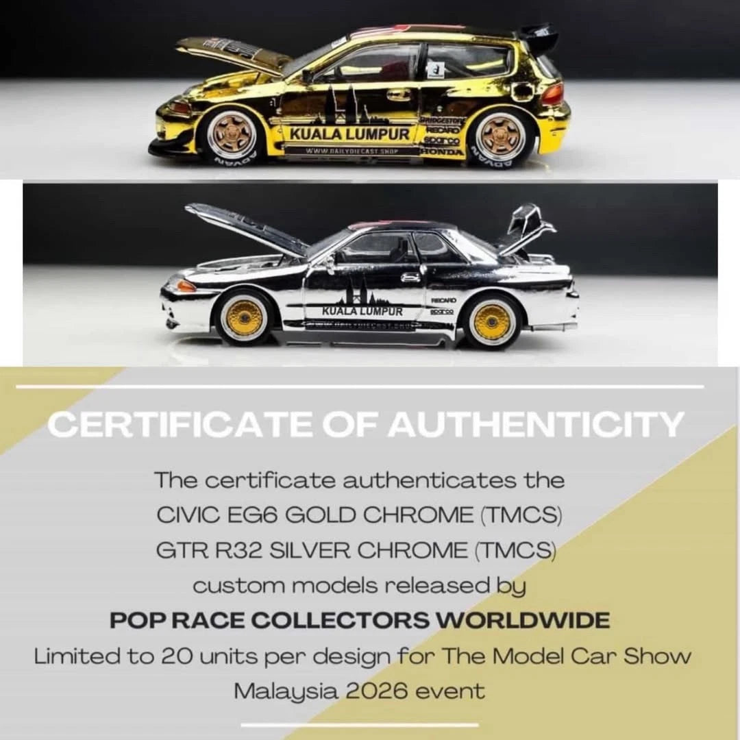 Pop Race Collectors Worldwide Pandem Civic EG6 & R32 GTR 2 Car Set TMCS 2026